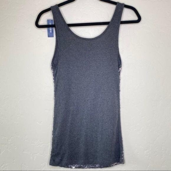 Old Navy NWT Y2K Charcoal Gray Sequin Tank Top Medium - Picture 6 of 7